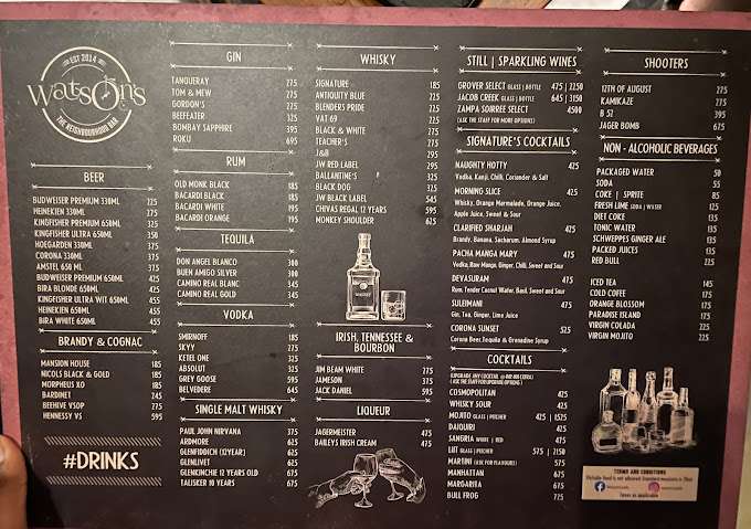 Watsons Kochi Menu